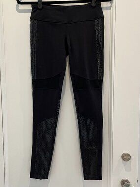 Splits 59 Black Leggings w/ Snakeskin Effect and Mesh Size S